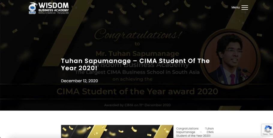 Newspapers & Media - CIMA Student of the Year (Wisdom
                                Business) featuring Tuhan Sapumanage